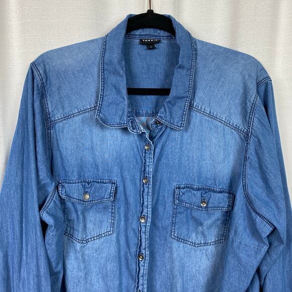 Torrid Denim Blue Button Up Shirt Sz.3 - Picture 7 of 16